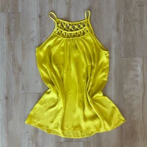 Yellow Woven Collar Women's Top